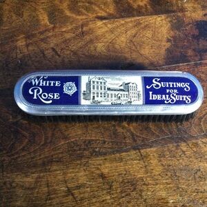 Vintage White Rose Suit Brush with Blue and Silver Design England